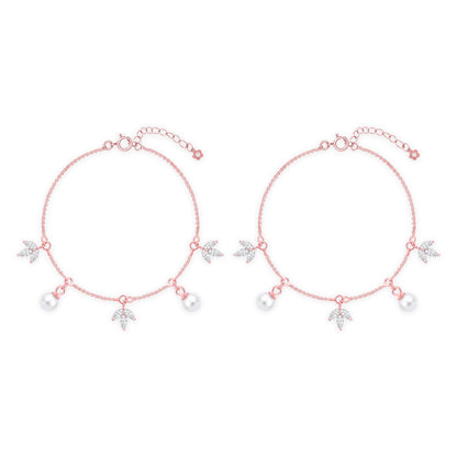 Pearl Bloom Silver Anklet