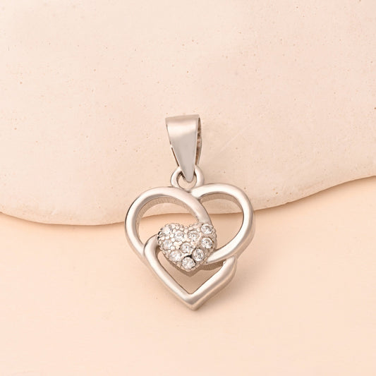 Interlocked Hearts Silver Pendant