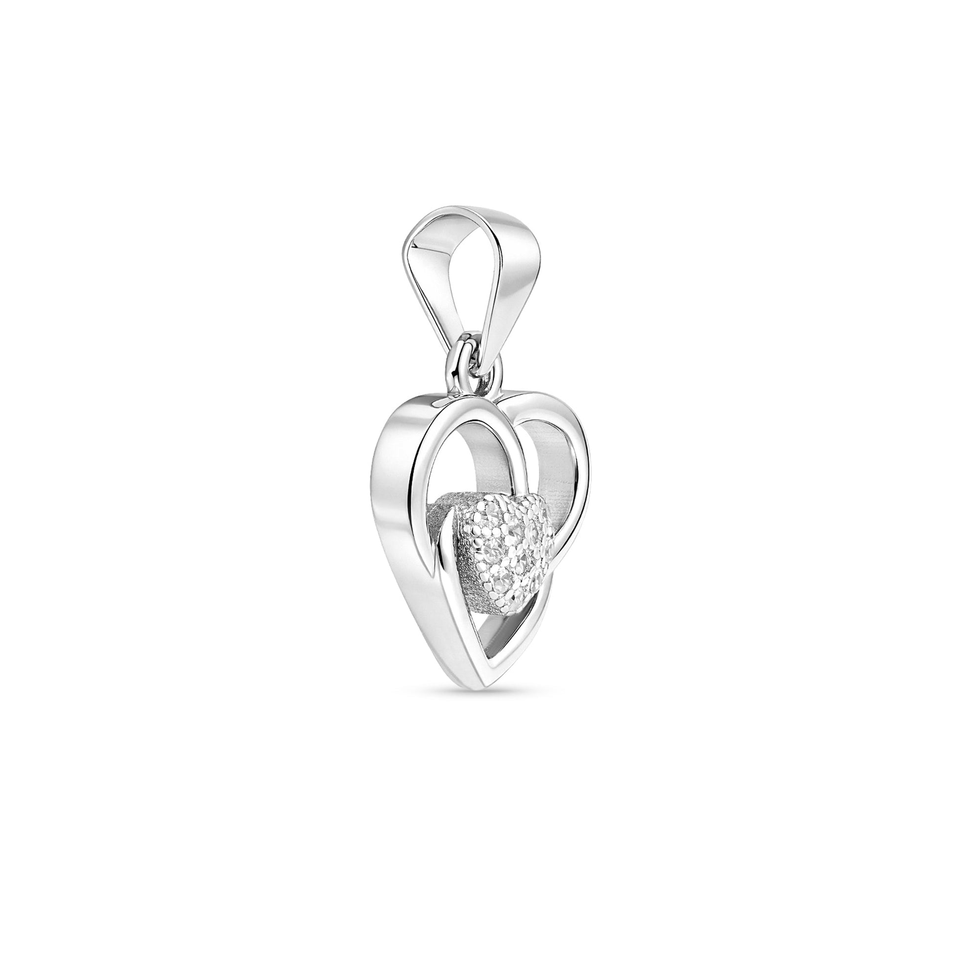 Interlocked Hearts Silver Pendant