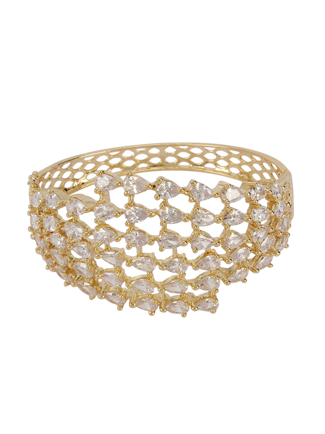 Gold-Plated American Diamond Studded Kada Bracelet
