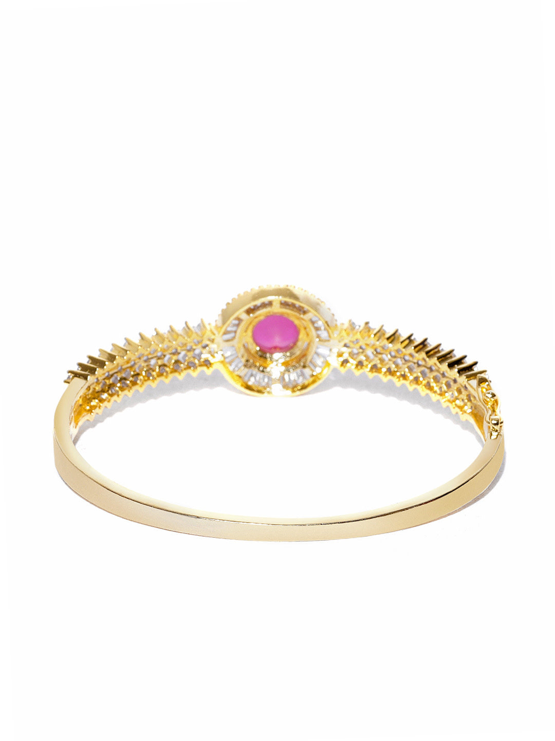 Gold-Plated American Diamond and Ruby Studded Bracelet