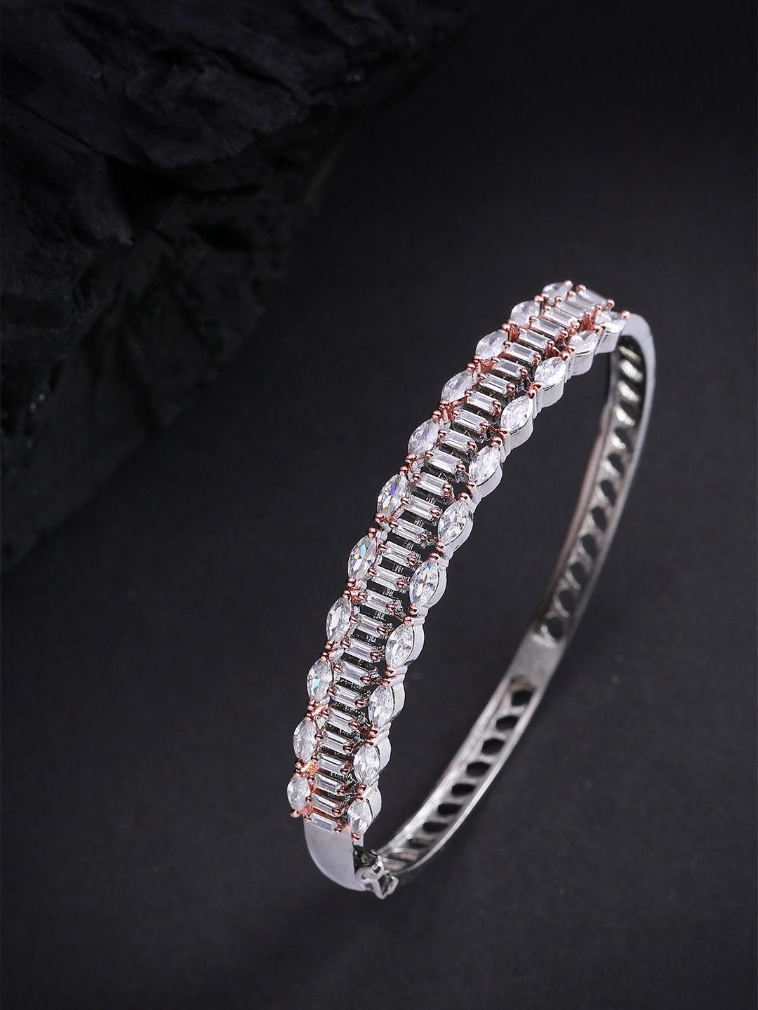 Gold-Plated Stone Studded Beaded Handcrafted Link Bracelet