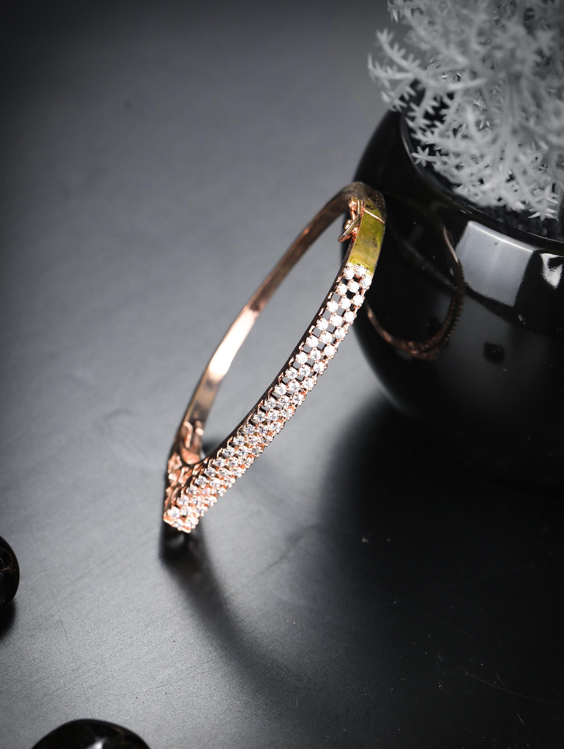 American Diamond Rose Gold Plated Kada Bracelet