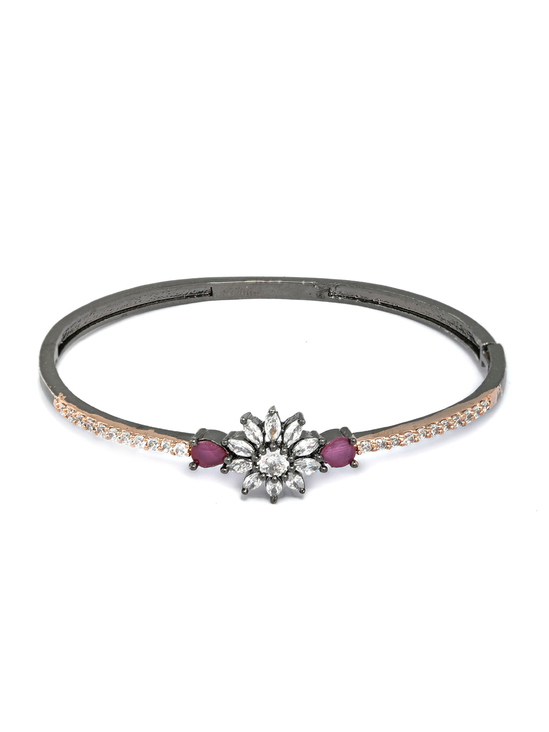 Dual Toned Floral American Diamond Bracelet