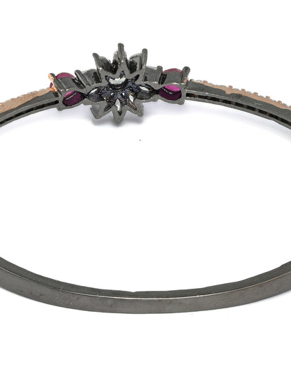 Dual Toned Floral American Diamond Bracelet