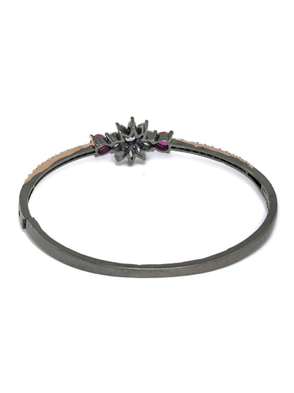 Dual Toned Floral American Diamond Bracelet