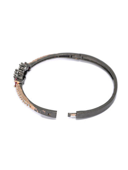 Dual Toned Floral American Diamond Bracelet