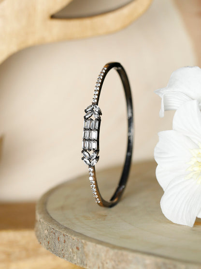 Dual Toned American Diamond Leaf Bracelet