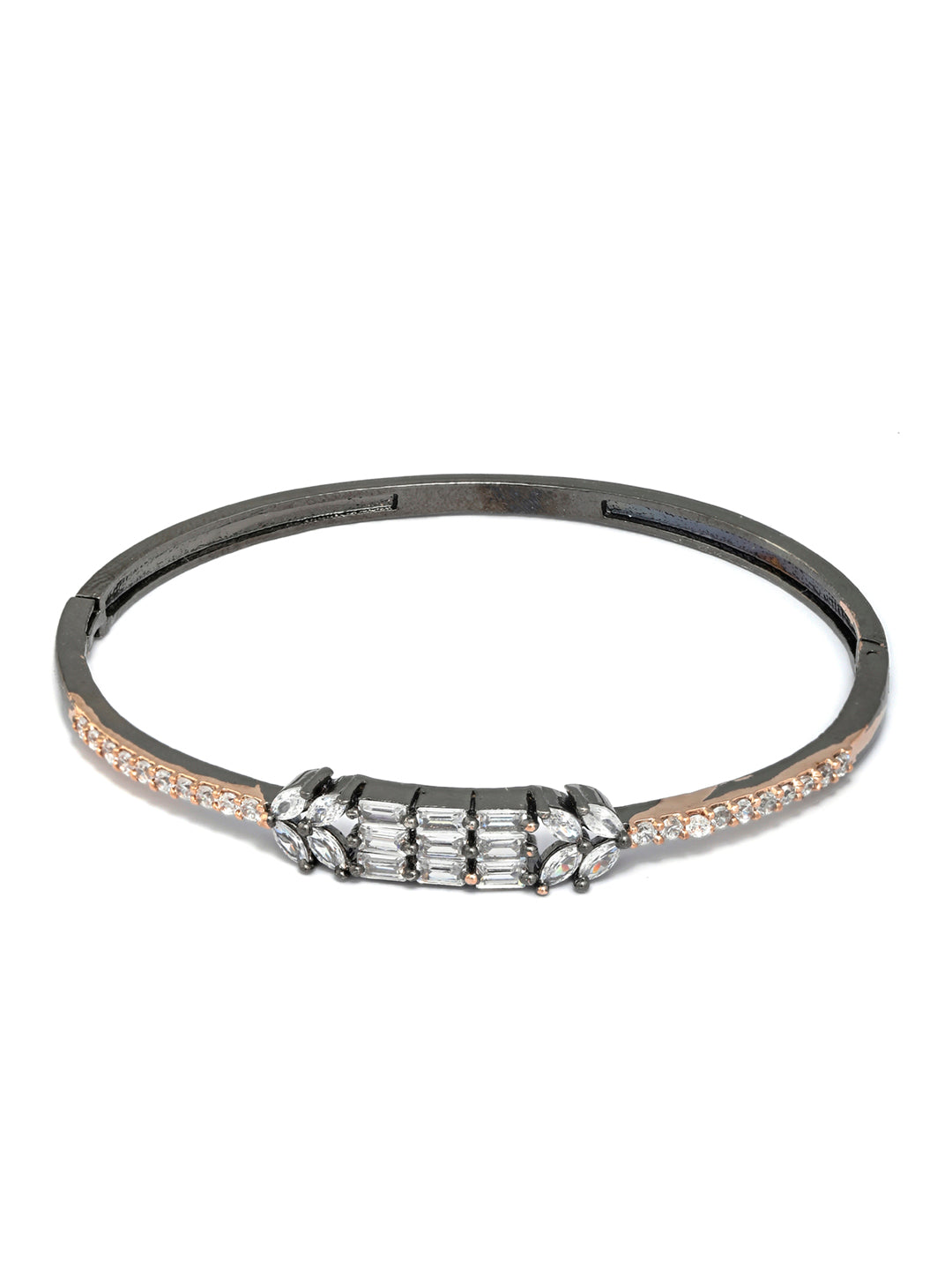 Dual Toned American Diamond Leaf Bracelet