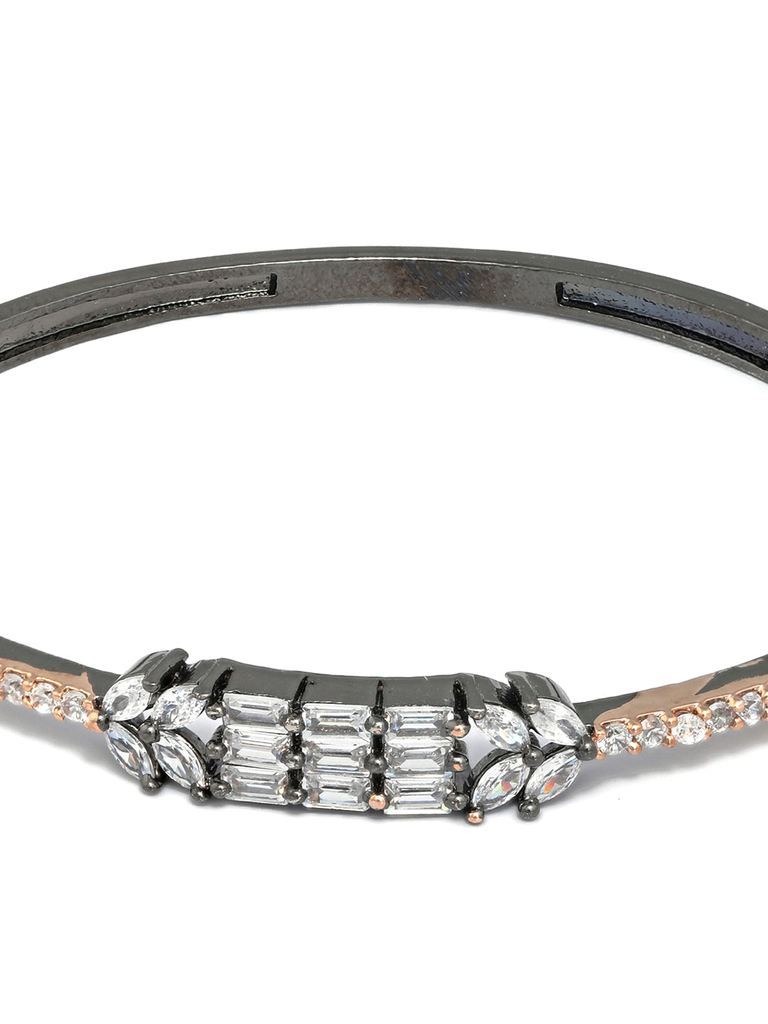 Dual Toned American Diamond Leaf Bracelet