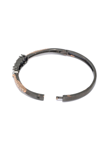 Dual Toned American Diamond Leaf Bracelet