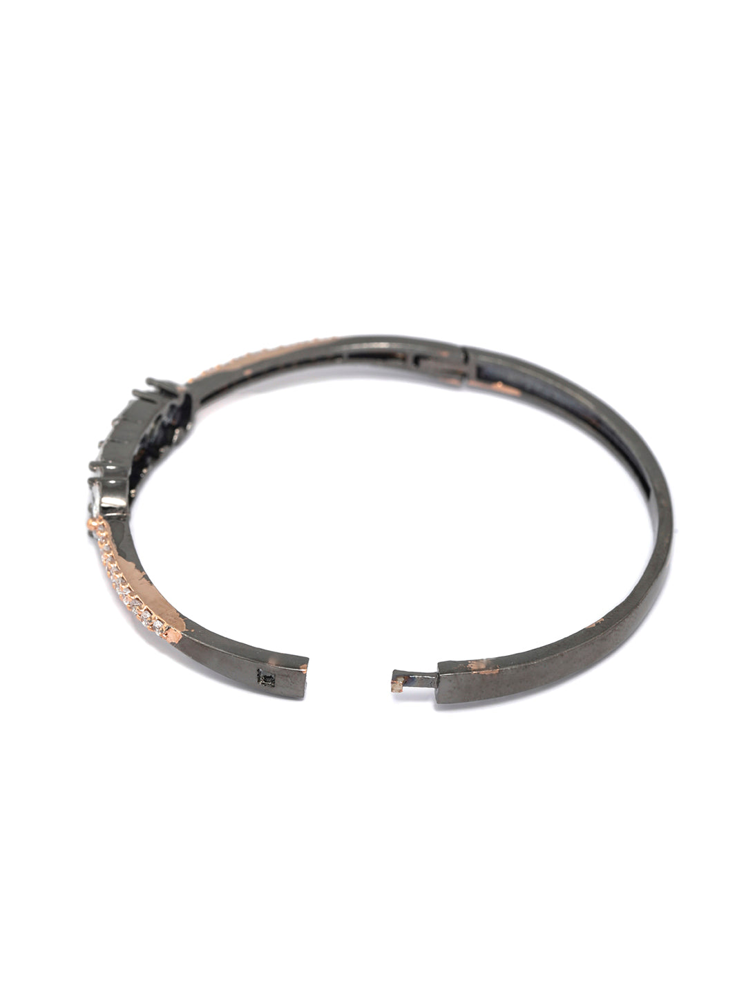 Dual Toned American Diamond Leaf Bracelet