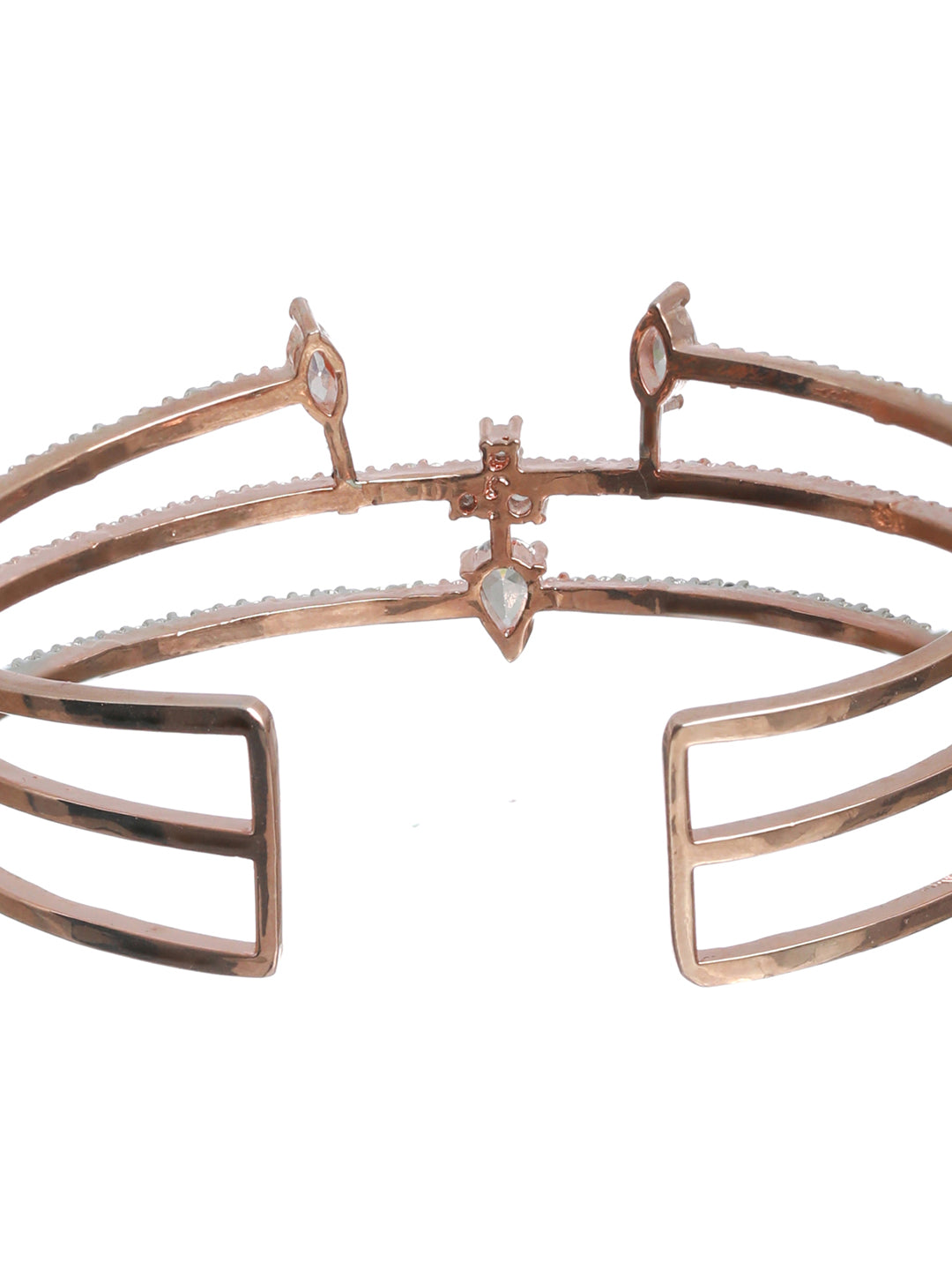 Priyaasi American Diamond Rose Gold Plated Bracelet with Ring