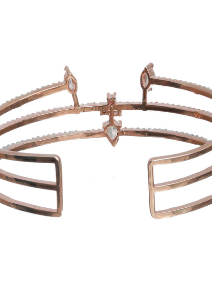 Priyaasi American Diamond Rose Gold Plated Bracelet with Ring