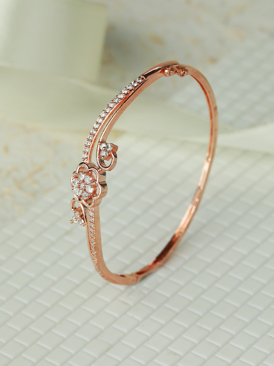 Priyaasi Elegant Rose Gold Floral Bracelet