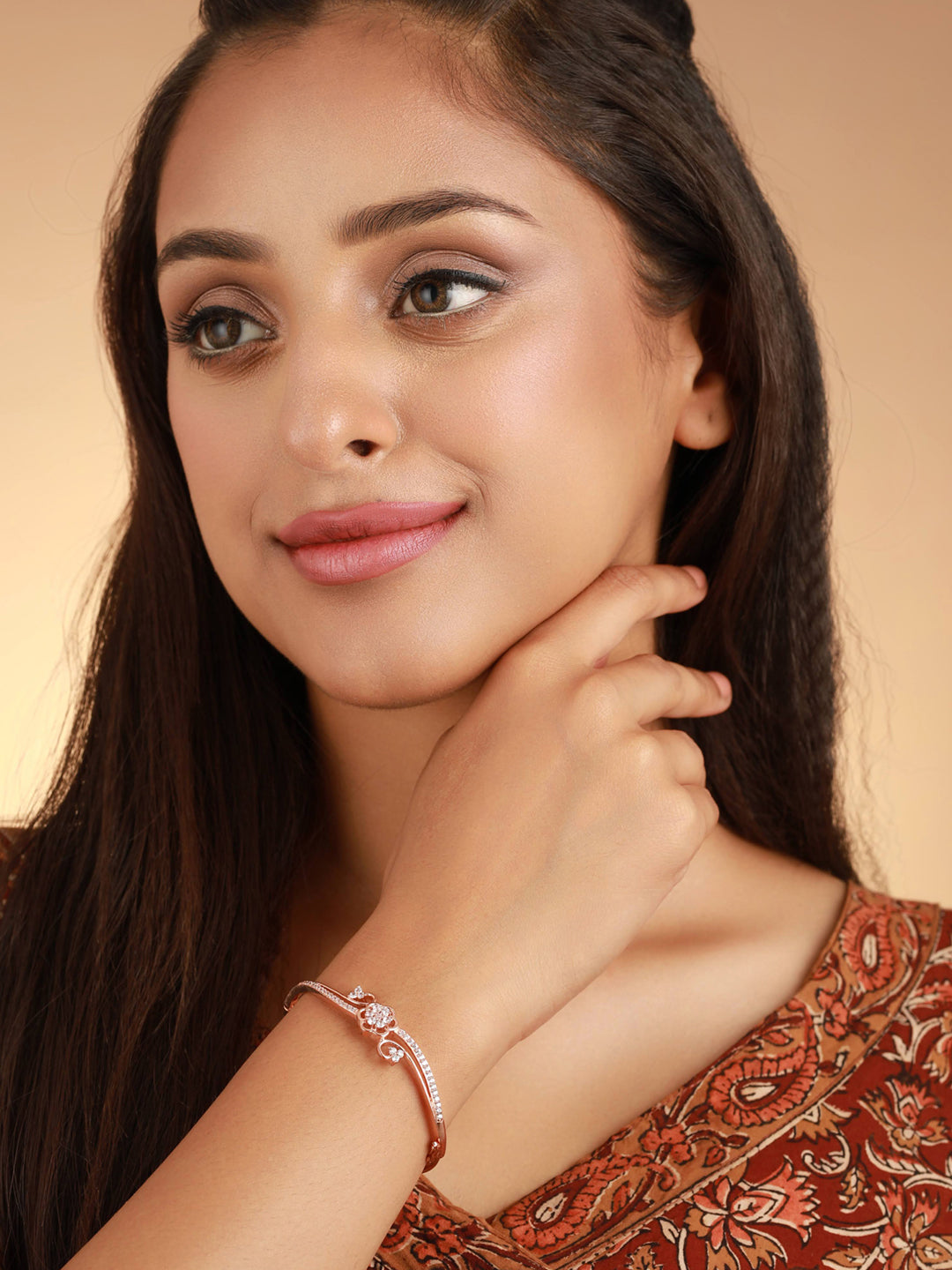 Priyaasi Elegant Rose Gold Floral Bracelet