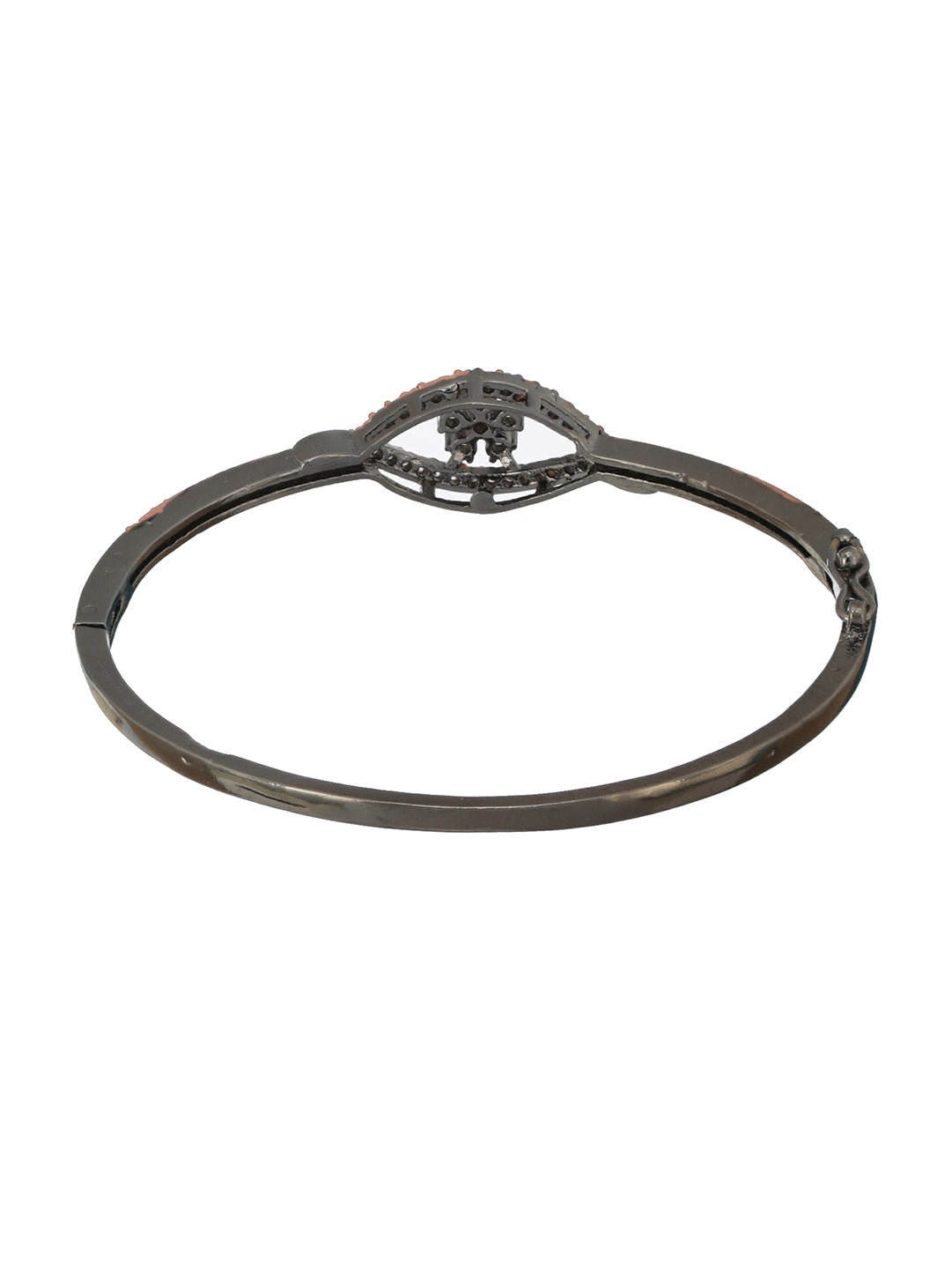 Floral AD Studded Rose Gold Silver-Plated Bracelet