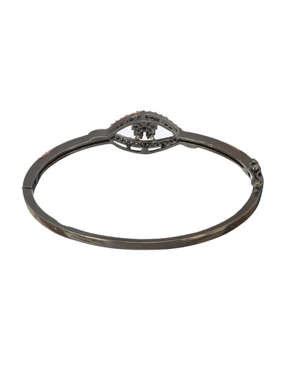 Floral AD Studded Rose Gold Silver-Plated Bracelet