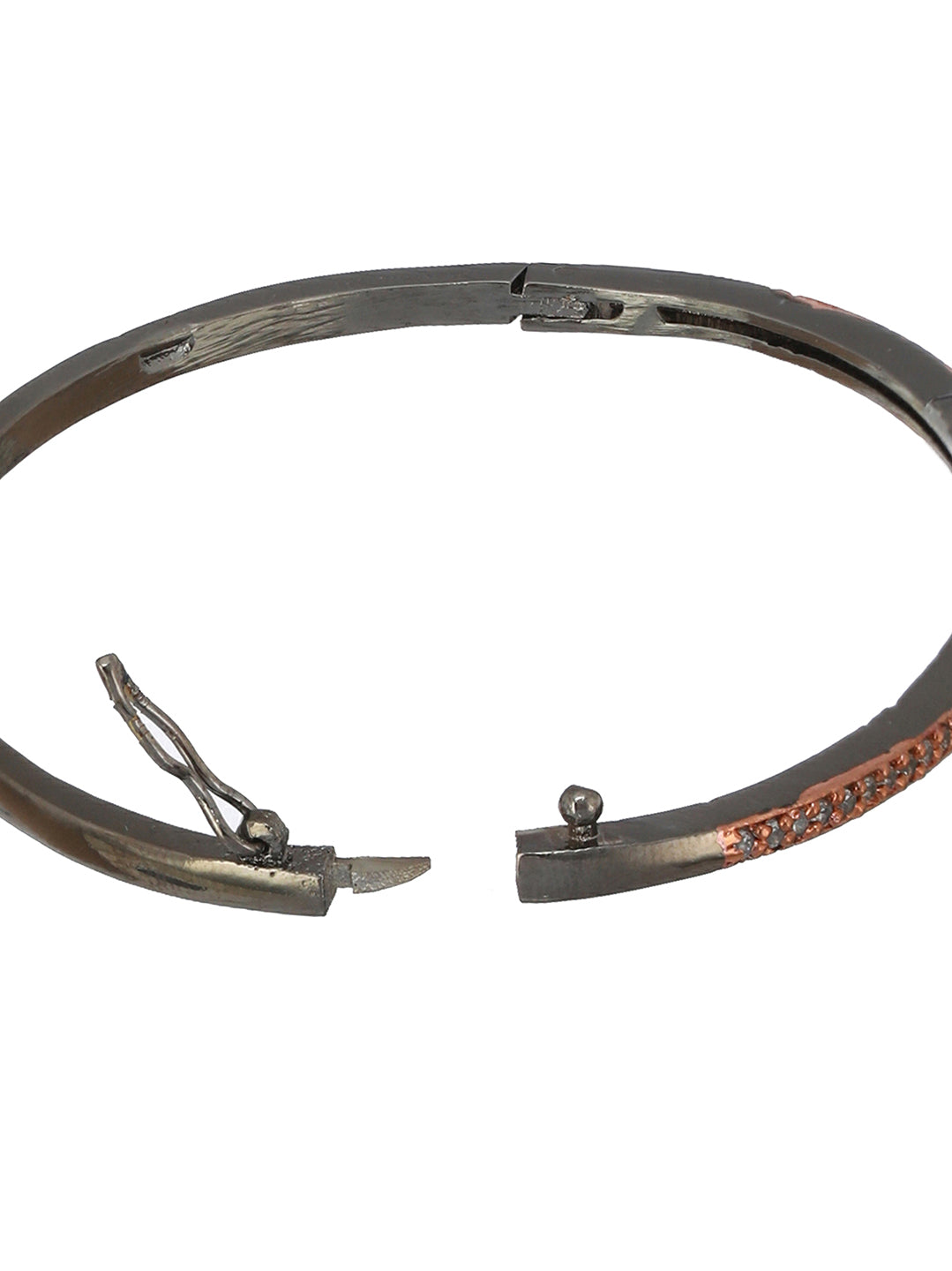 Floral AD Studded Rose Gold Silver-Plated Bracelet