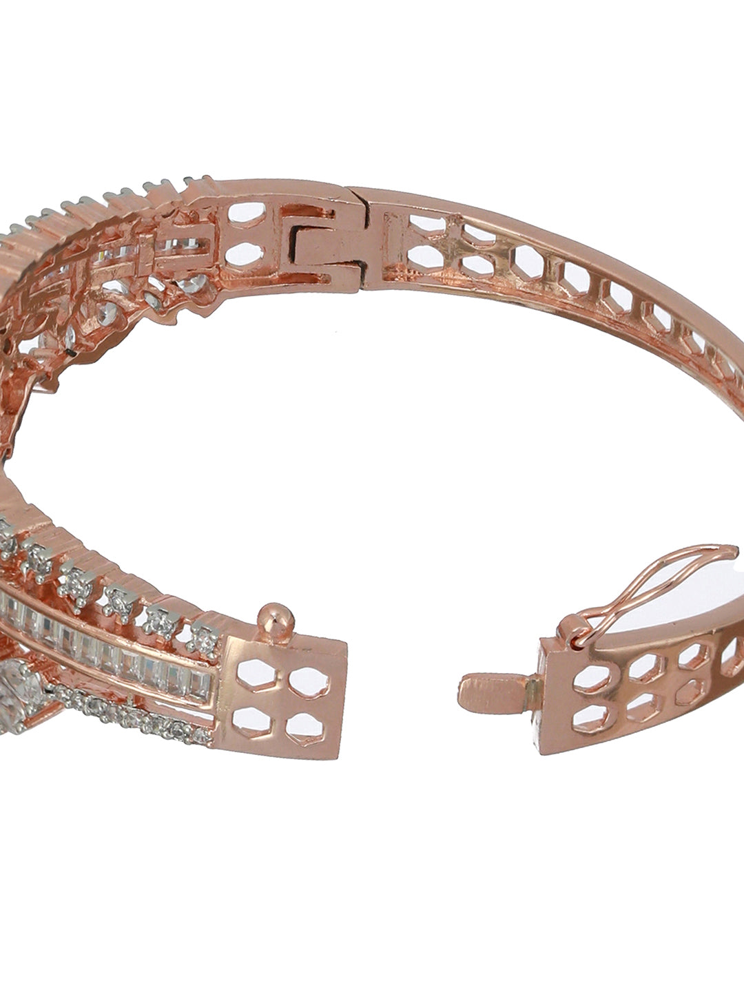 Floral American Diamond Rose Gold-Plated Bracelet