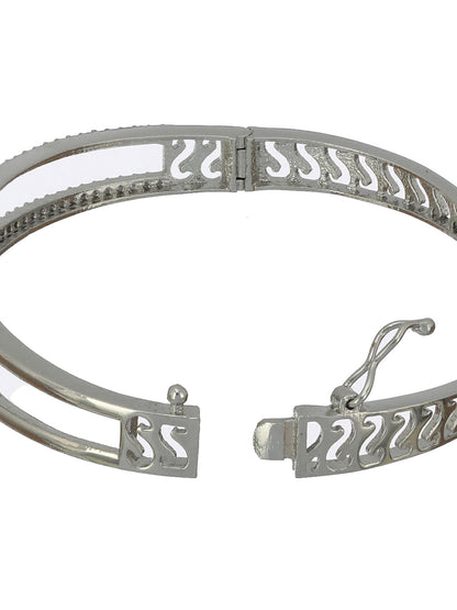 Geometric Solid American Diamond Silver-Plated Bracelet