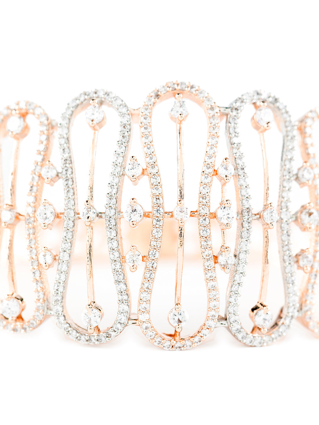 Elegant Bold American Diamond Rose Gold-Plated Bracelet