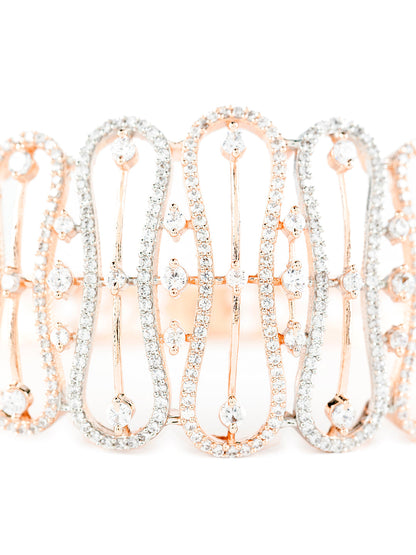 Elegant Bold American Diamond Rose Gold-Plated Bracelet
