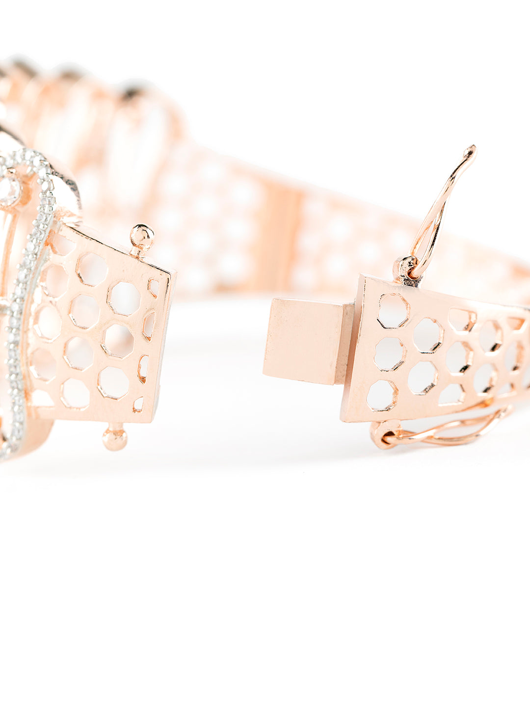 Elegant Bold American Diamond Rose Gold-Plated Bracelet