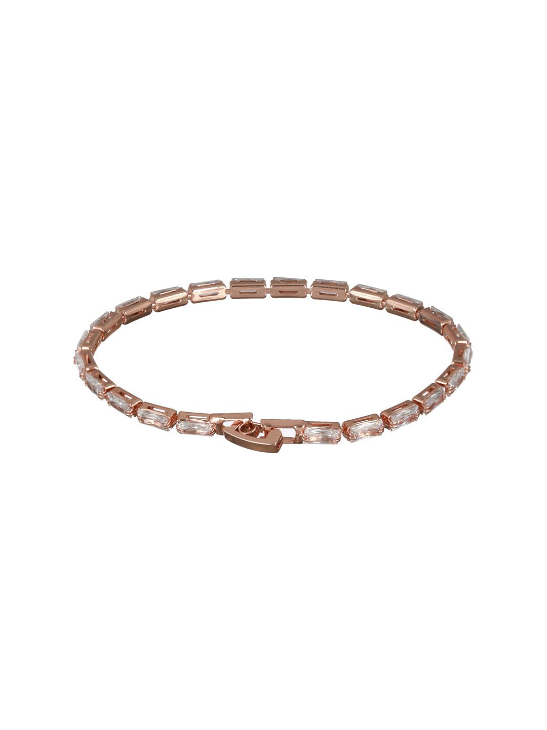 Studded Brick American Diamond Rose Gold-Plated Bracelet