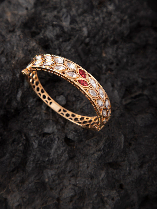 Priyaasi Gold Plated Kundan Studded Leaf Bracelet