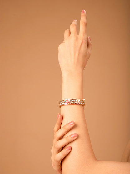 Priyaasi Gold Plated Kundan Studded Leaf Bracelet