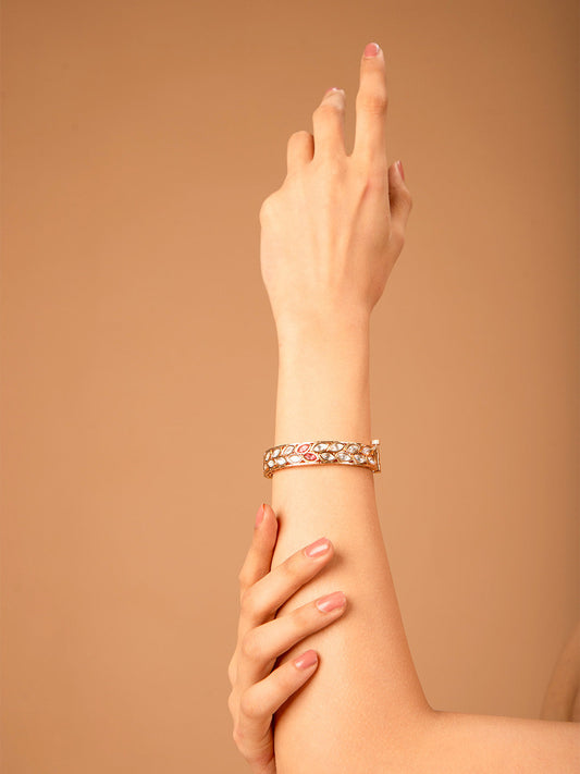 Priyaasi Gold Plated Kundan Studded Leaf Bracelet