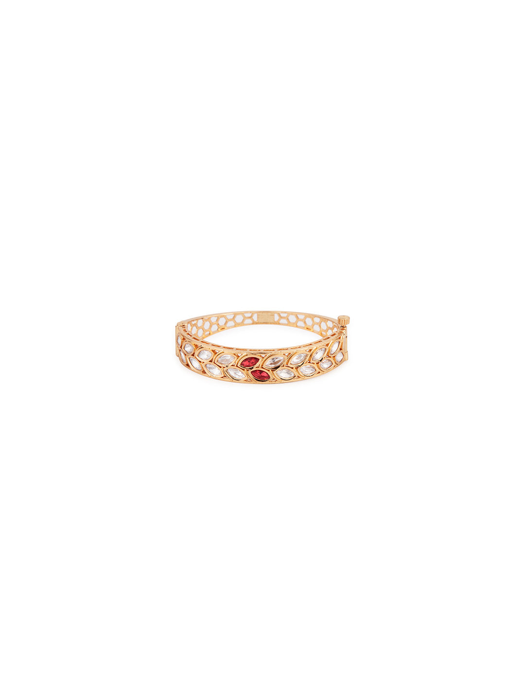 Priyaasi Gold Plated Kundan Studded Leaf Bracelet