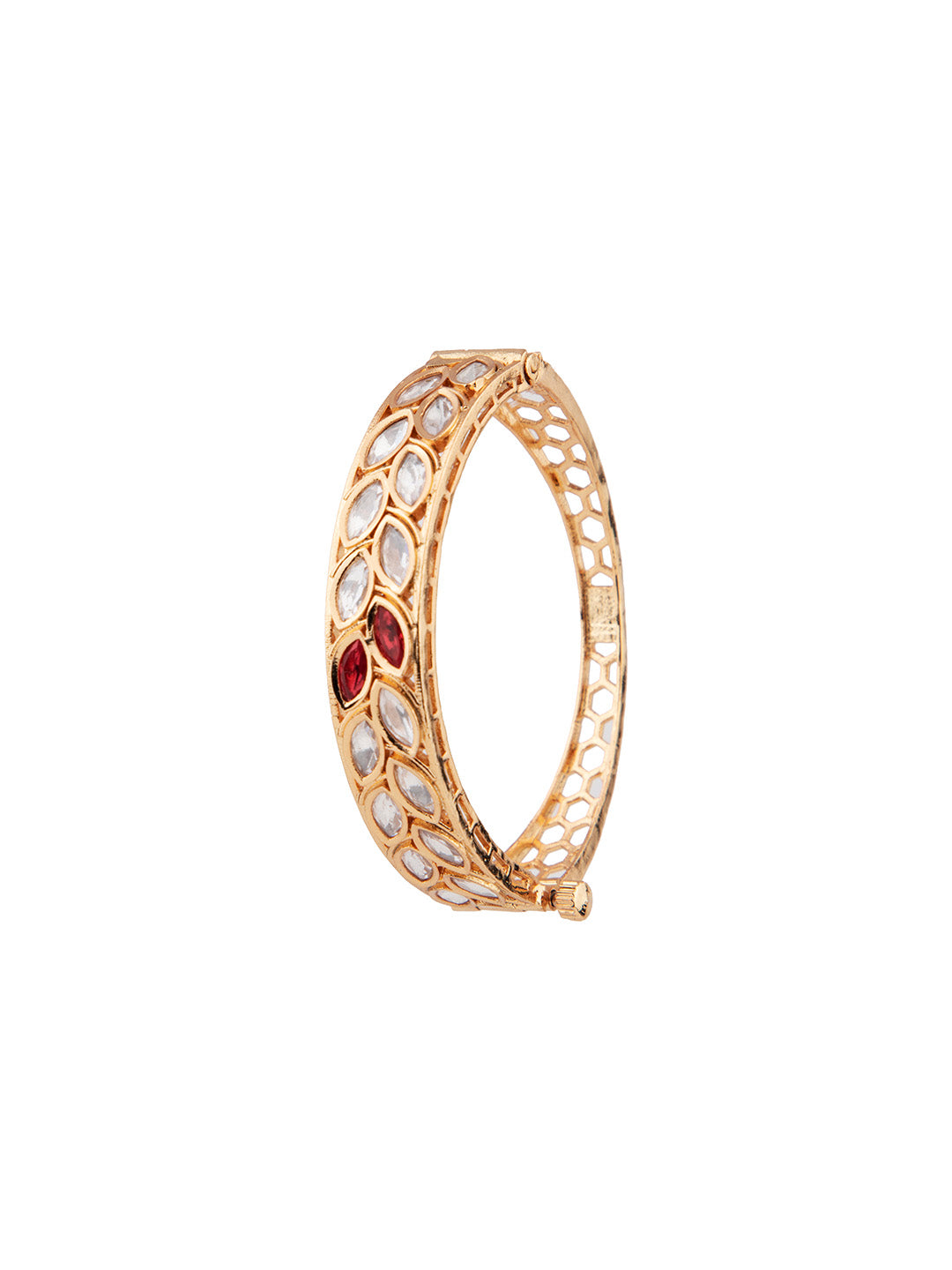 Priyaasi Gold Plated Kundan Studded Leaf Bracelet