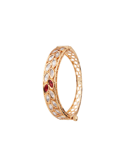 Priyaasi Gold Plated Kundan Studded Leaf Bracelet