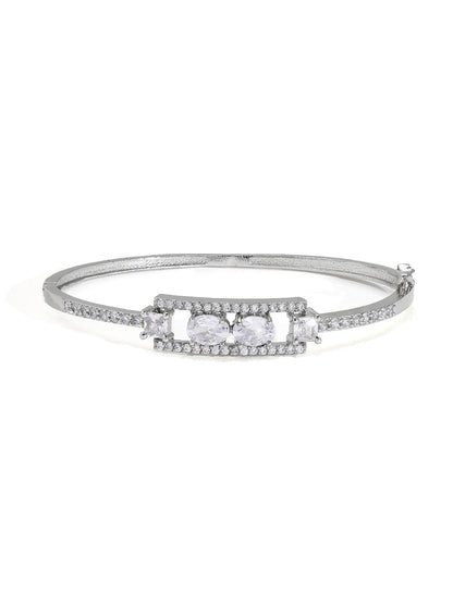 Priyaasi Dazzling American Diamond Adorned Silver-Plated Bracelet