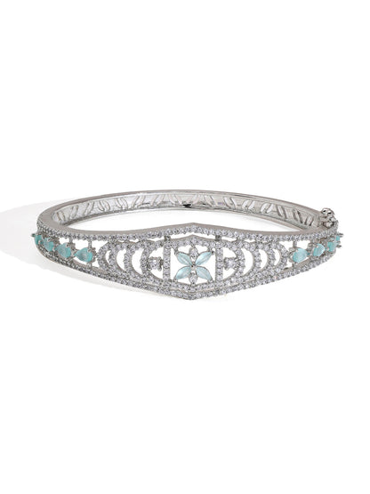 Priyaasi Silver-Plated Brilliance with American Diamond Sparkle and Mint Stone Charms