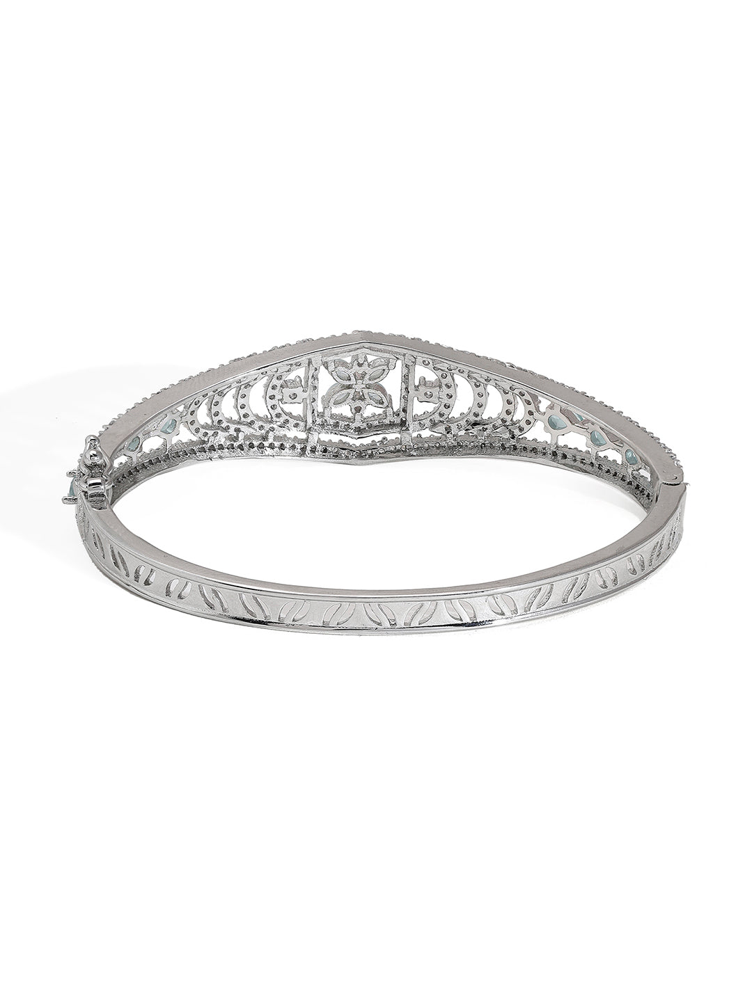 Priyaasi Silver-Plated Brilliance with American Diamond Sparkle and Mint Stone Charms