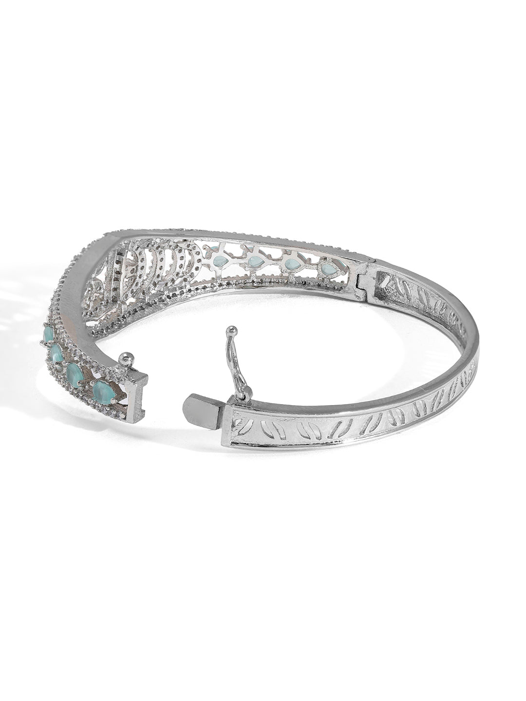 Priyaasi Silver-Plated Brilliance with American Diamond Sparkle and Mint Stone Charms