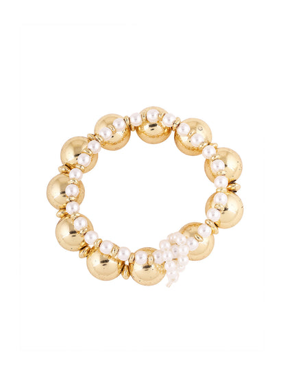 Priyaasi Fancy Pearl Gold Balls Gold Plated Bracelet