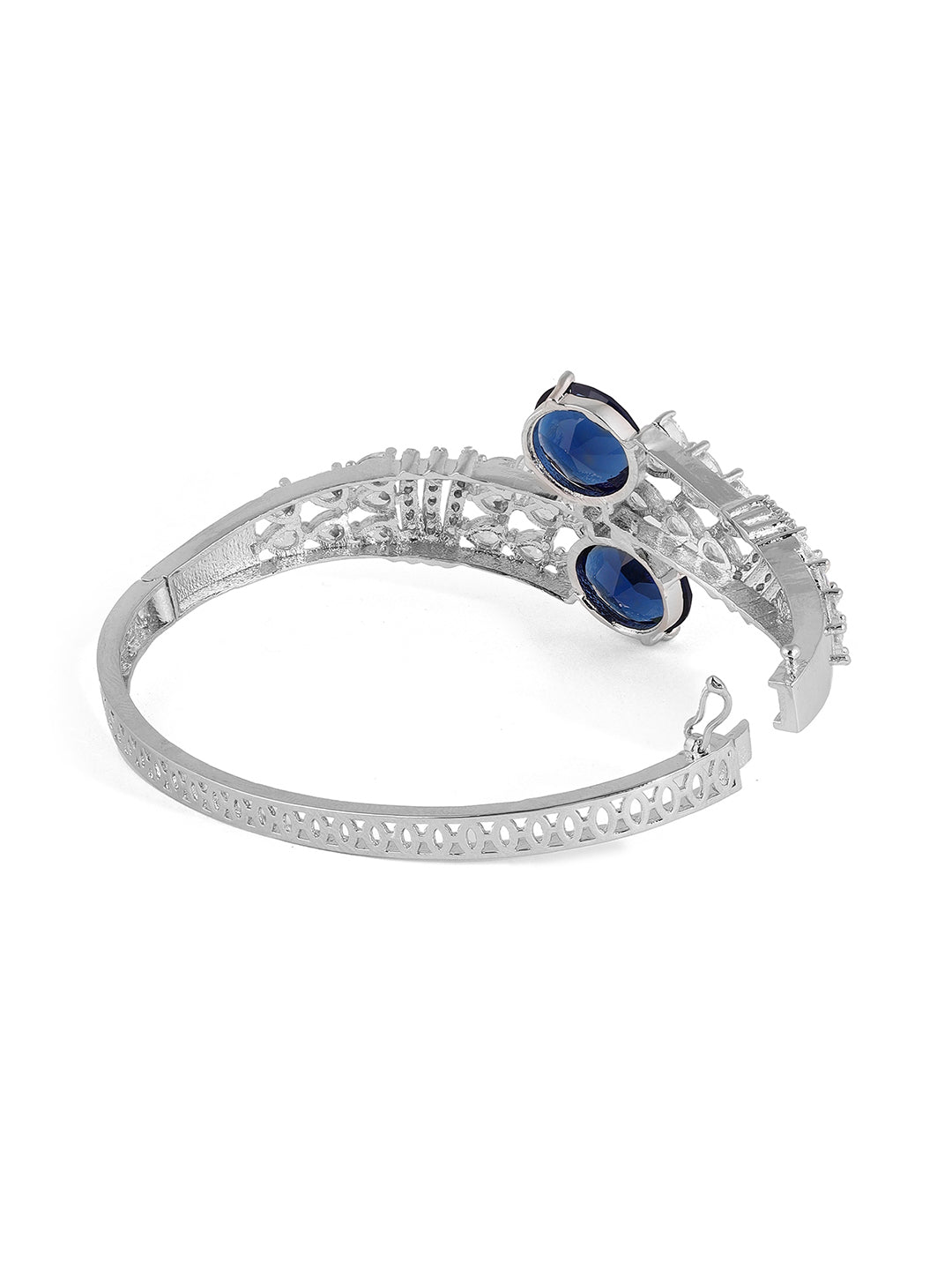 Priyaasi Blue Stones AD Statement Elegance Silver Plating Kada Bracelet