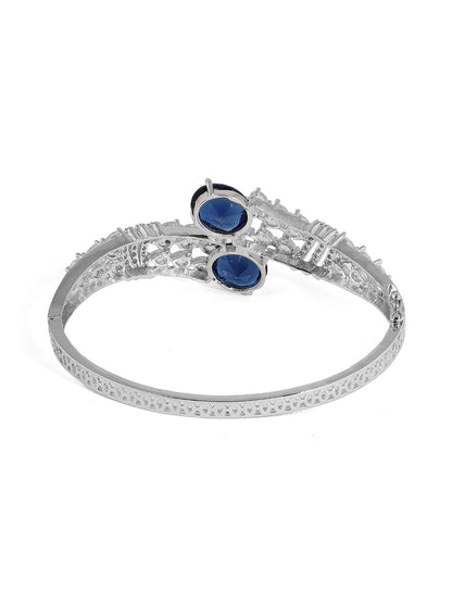 Priyaasi Blue Stones AD Statement Elegance Silver Plating Kada Bracelet