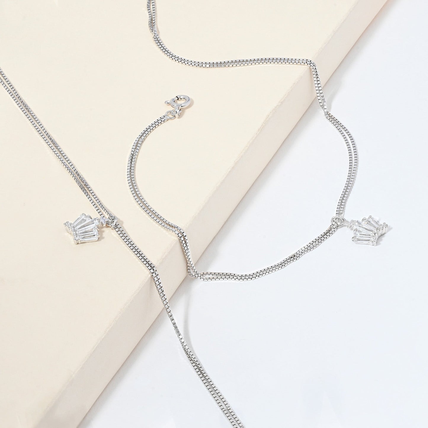 Crystal Flare Silver Anklet