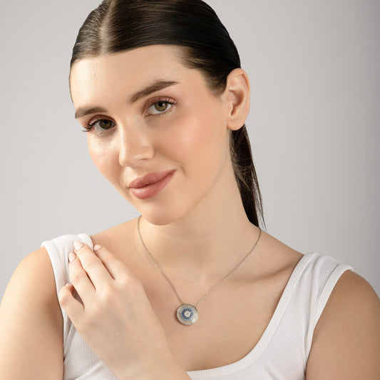 Blue Stone Circle Necklace