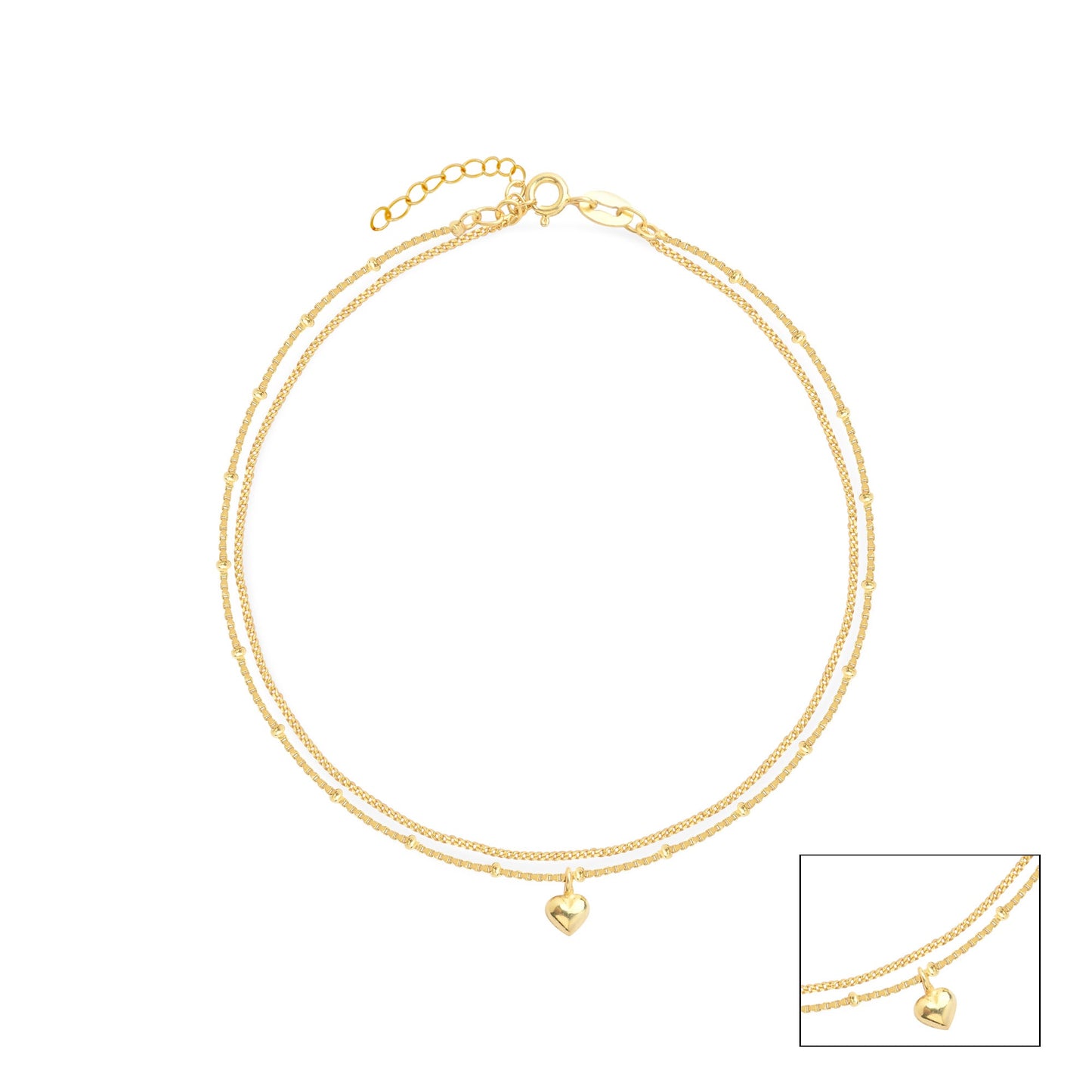 Dual Layer Heart Anklet