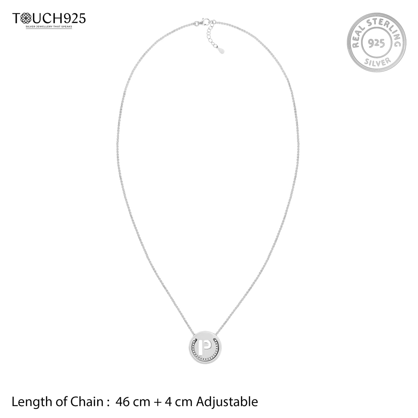 Circular Initial 'P' Necklace