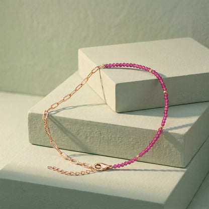 Pink Bead Link Anklet