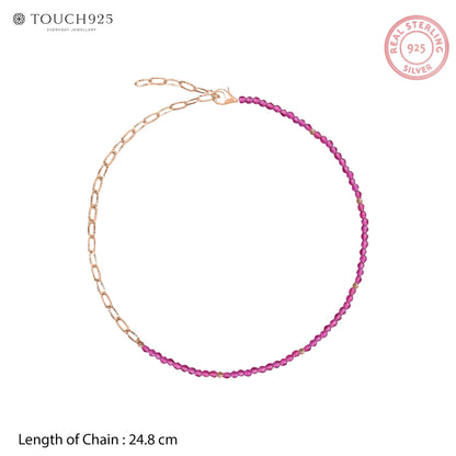 Pink Bead Link Anklet