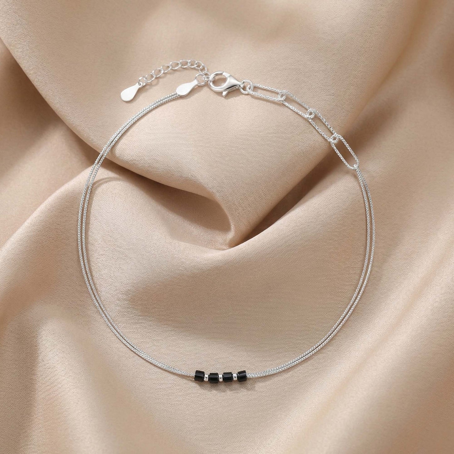 Cube Link Silver Anklet