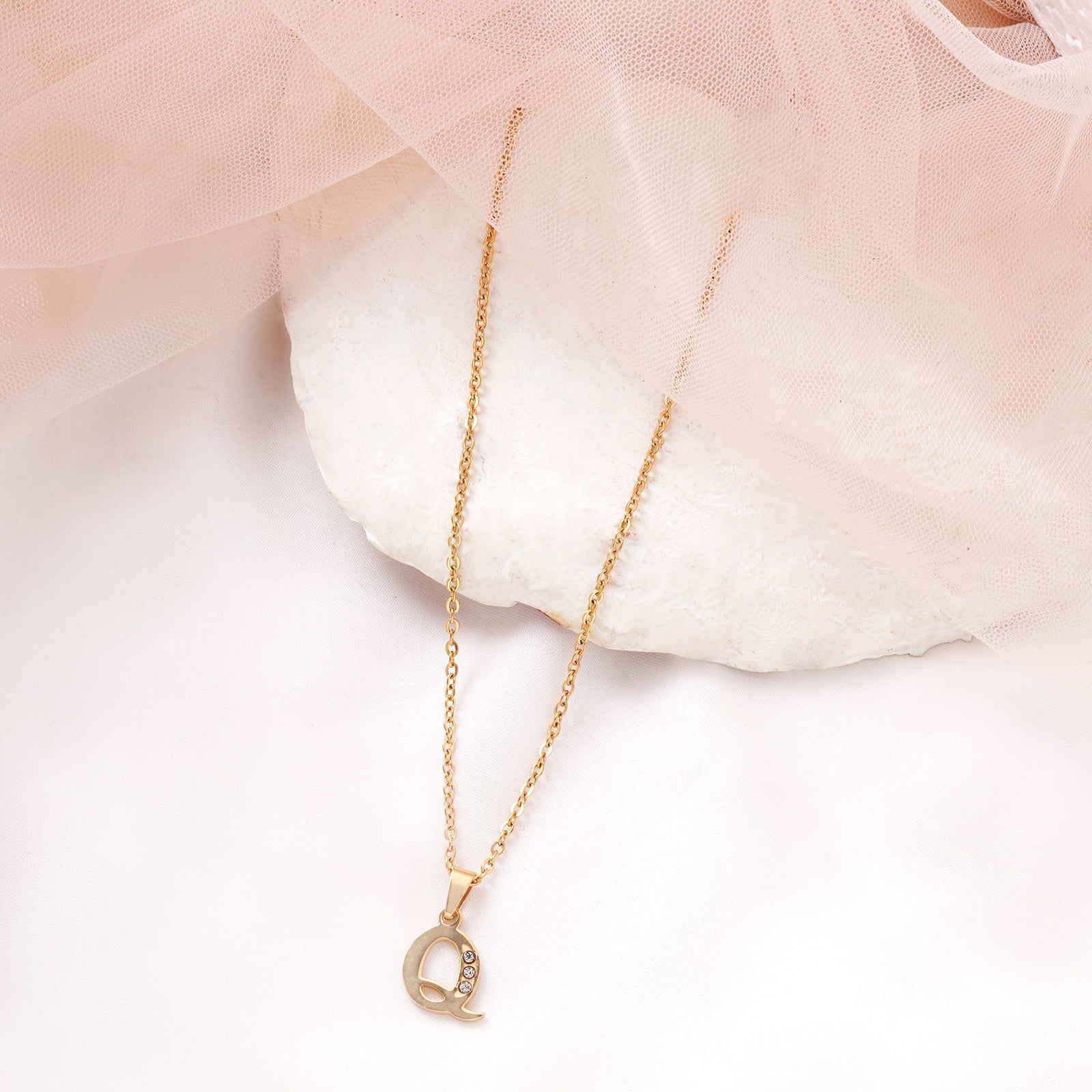 Bewitched Q Intial Pendant Necklace